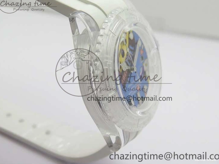 0518 Affordable Submariner Phantomlab Transparent KZF Best Edition Blue Space Dial on White Rubber Strap VR 2566